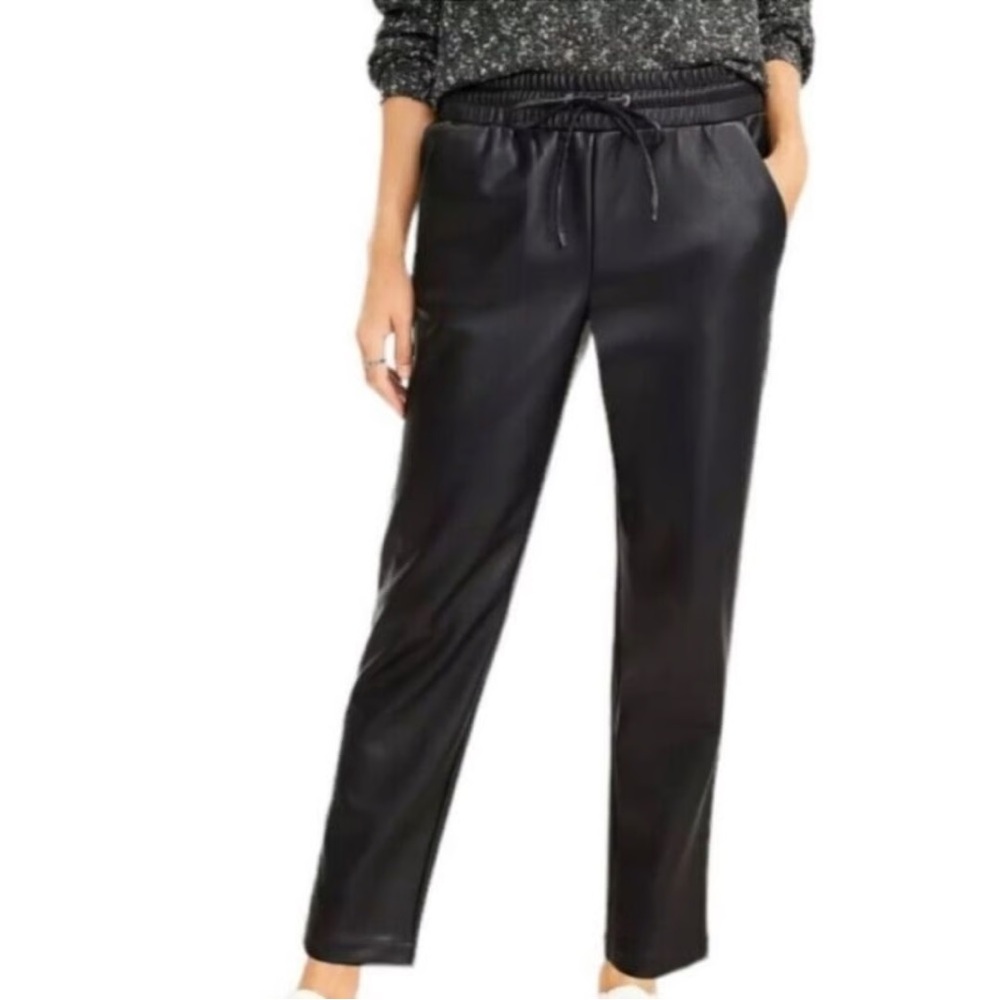 LOFT - Faux Leather pull on drawstring pants!